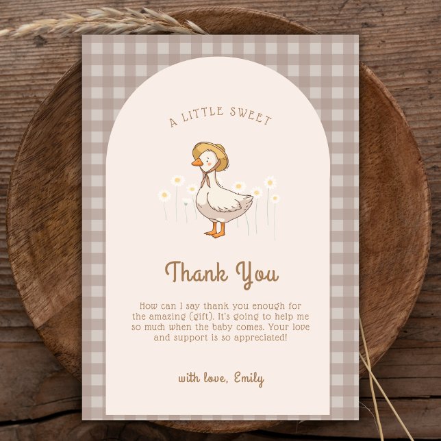 Little Duckling Farmhouse Gingham Baby Shower Dankeskarte (Little Duckling Farmhouse Gingham Baby Shower Thank You Card)