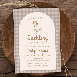 Little Duckling Farmhouse Gingham Baby Shower Einladung