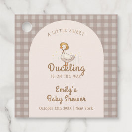 Little Duckling Farmhouse Gingham Baby Shower Geschenkanhänger