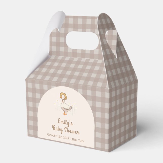 Little Duckling Farmhouse Gingham Baby Shower Geschenkschachtel (Vorderseite)