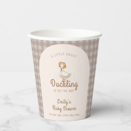 Little Duckling Farmhouse Gingham Baby Shower Pappbecher