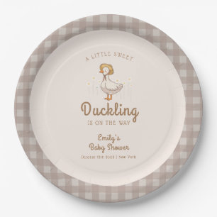 Little Duckling Farmhouse Gingham Baby Shower Pappteller