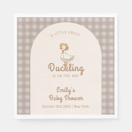 Little Duckling Farmhouse Gingham Baby Shower Serviette