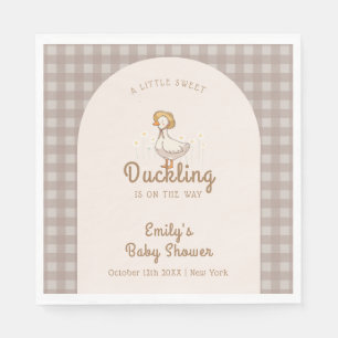 Little Duckling Farmhouse Gingham Baby Shower Serviette
