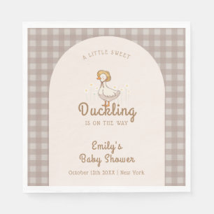 Little Duckling Farmhouse Gingham Babyparty Serviette