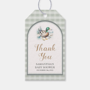 Little Duckling Gingham Baby Dusche Danke Geschenkanhänger