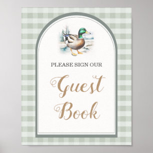 Little Duckling Gingham Baby Shower Gästebuch