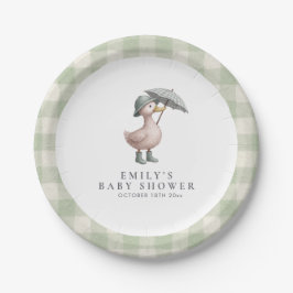 Little Duckling Green Gender Neutral Baby Shower Pappteller