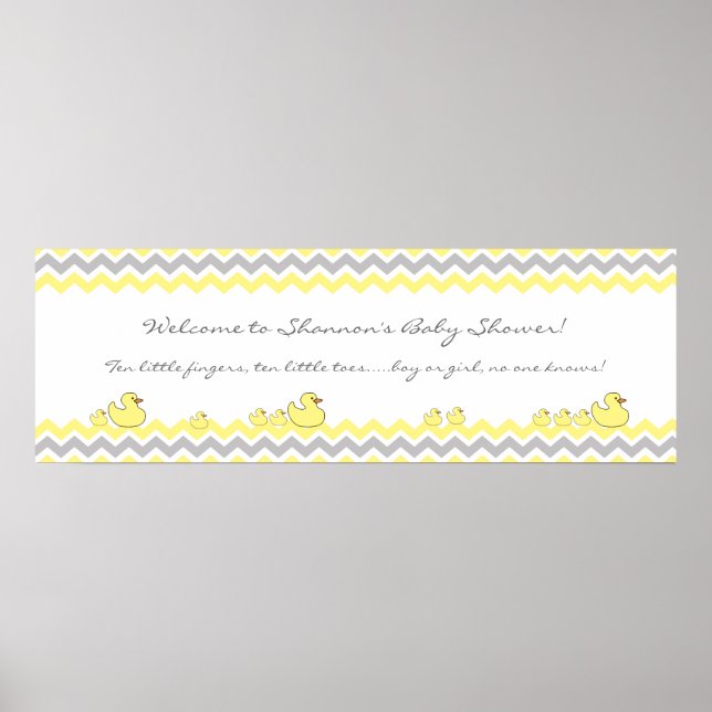 Little Ducks Baby Shower Banner Begrüßungszeichen Poster (Vorne)