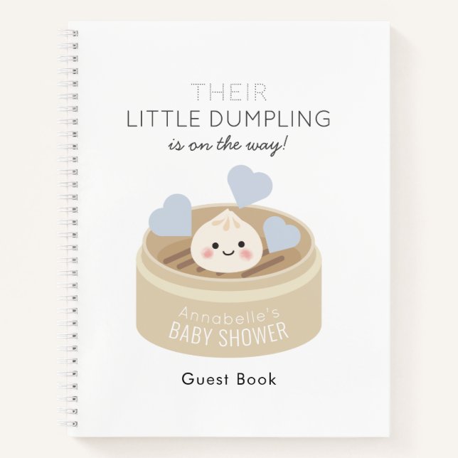 Little Dumpling Blue Baby Shower Gästebuch Notizbuch (Vorderseite)