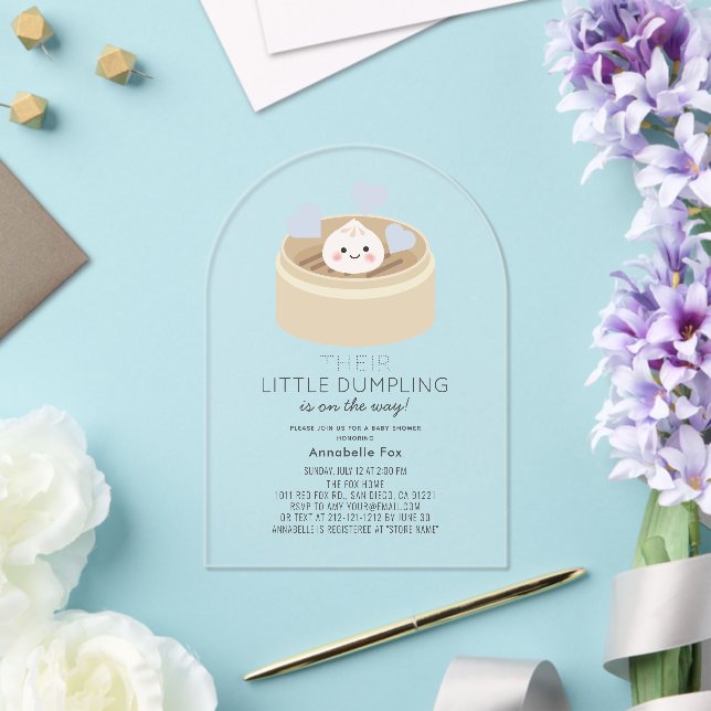 Little Dumpling Blue Boy Baby Dusche Acryleinladungen (Insitu (Hochzeit))