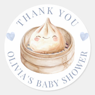 Little Dumpling Blue Vielen Dank Baby Shower Favor Runder Aufkleber