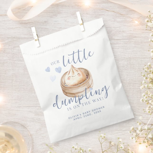 Little Dumpling Blue Watercolor Boy Baby Shower Fa Geschenktütchen (Ausgeschnitten)