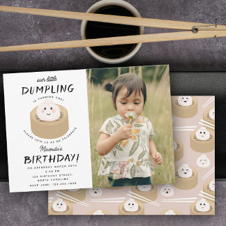 Little Dumpling Boy Girl Foto Geburtstagsparty Einladung