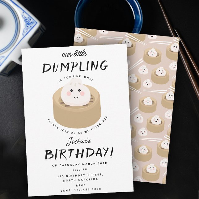Little Dumpling Gender Neutral Birthday Party Einladung (Little Dumpling Gender Neutral Birthday Party Invitation)