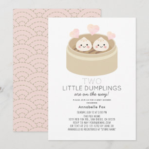 Little Dumpling Girl Twins Baby Dusche Einladung
