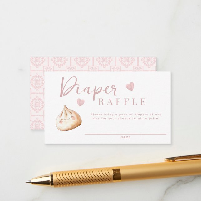 Little Dumpling Pink Babydusche Windelwaschmaschin Begleitkarte (Vorderseite/Rückseite Beispiel)