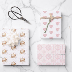 Little Dumpling Pink Watercolor Girl Babydusche Geschenkpapier Set