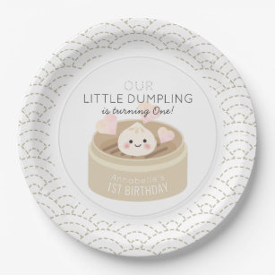 Little Dumpling White Geburtstag Pappteller