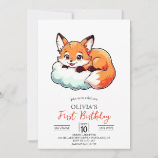 Little Elegant Digital Fox 1. Geburtstag Einladung