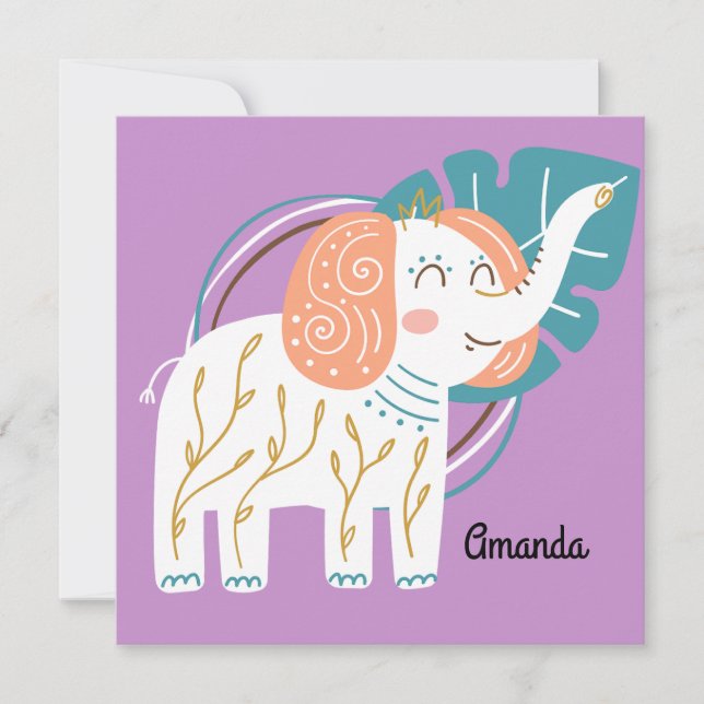 Little Elephant Boho Individuelle Name (Vorderseite)
