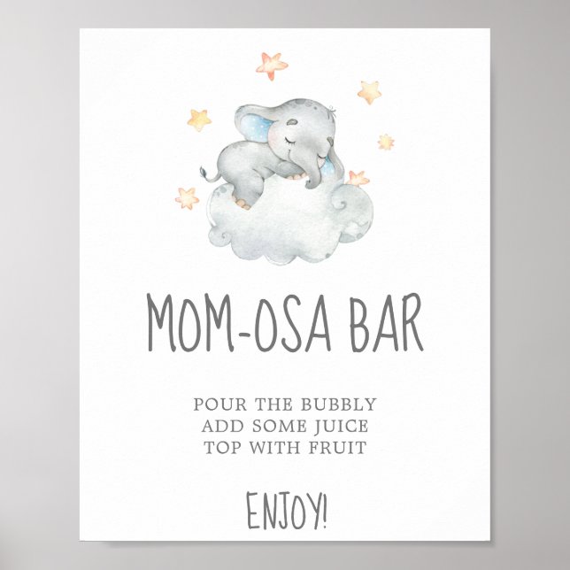 Little Elephant Boy Baby Shower Mama-osa Bar Sign Poster (Vorne)