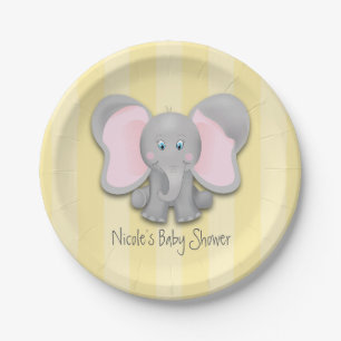 Little Elephant Gelbe Baby Shower Party Pappteller