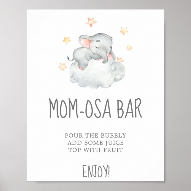 Little Elephant Girl Baby Shower Mama-osa Bar Sign Poster (Vorne)