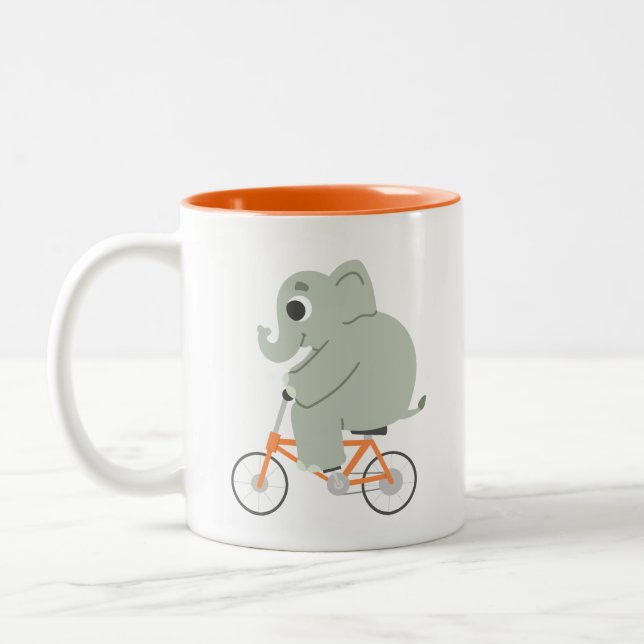 Little Elephant On A Bike Zweifarbige Tasse (Links)