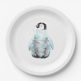 Little Emperor Penguin Watercolor Pappteller