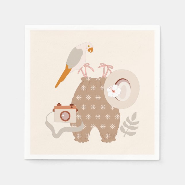 Little Explorer Adventure erwartet Boho Cocktail Serviette (Vorderseite)