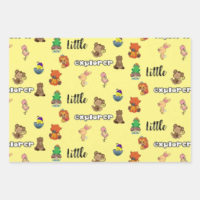 Little Explorer Flachpapier Geschenkpapier Set (Vorderseite)