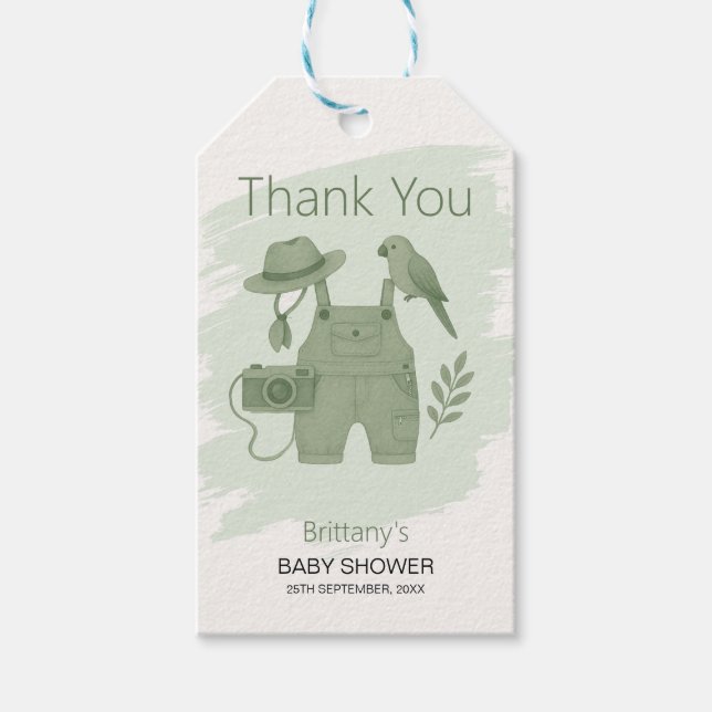 Little Explorer Is On The Way Baby Shower Geschenkanhänger (Vorderseite)