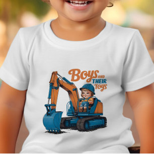 Little Explorer Riding Blue Construction Beast Kleinkind T-shirt