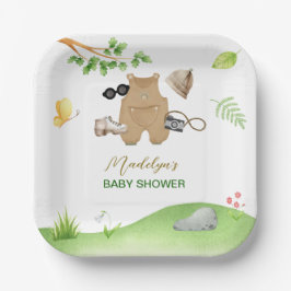 Little Explorer Woodland Forest Hiking Baby Shower Pappteller