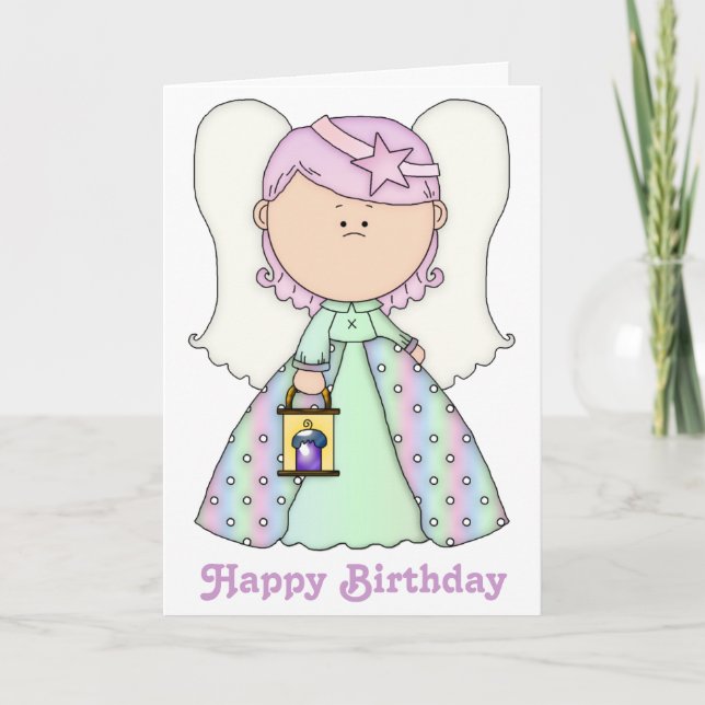 Little Fairy Angel Happy Birthday Card 1b Karte (Vorderseite)