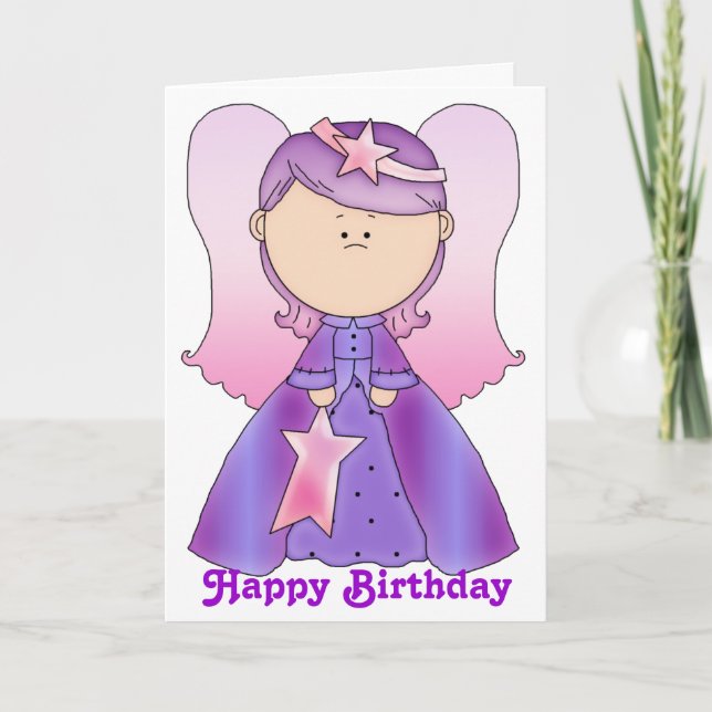 Little Fairy Angel Happy Birthday Card 4b Karte (Vorderseite)