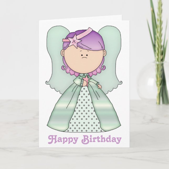 Little Fairy Angel Happy Birthday Card 6b Karte (Vorderseite)