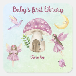 Little Fairy Baby's first library Quadratischer Aufkleber
