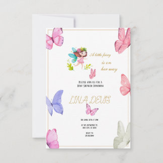 Little Fairy Butterfly Baby Shower Invatation RSVP Karte
