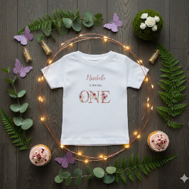 Little Fairy Floral Garden First Birthday  Baby T-shirt