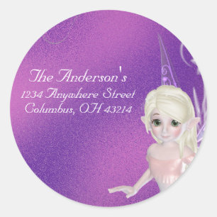 Little Fairy Girl Address Labels Runder Aufkleber