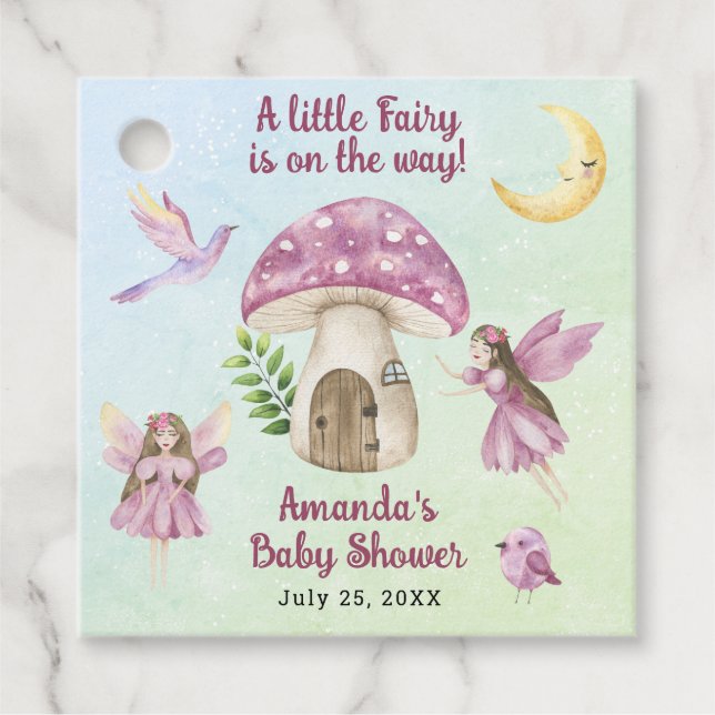 Little Fairy is on the way Baby shower Geschenkanhänger (Vorderseite)