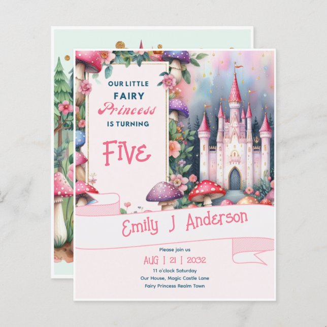 Little Fairy Princess Birthday ANY Age Mairytale (Vorne/Hinten)