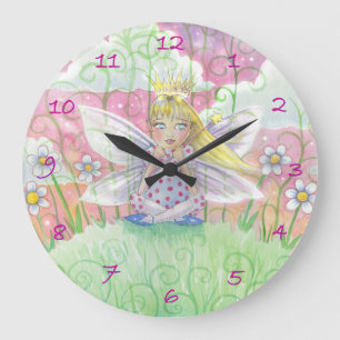 Little Fairy Princess Girls Wall Clock Große Wanduhr