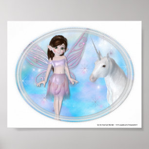 Little Fairy w/Unicorn Fantasy Poster/Print Poster