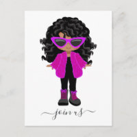 Little Fashion Black Girl Party Einladung