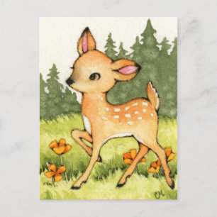 Little Fawn - Niedliche Hirschkunst Postkarte