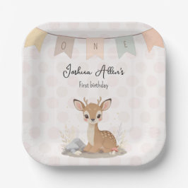 Little Fawn Woodland Erster Geburtstag Pappteller
