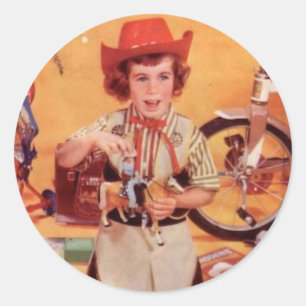 Little Fifties Cowgirl Runder Aufkleber
